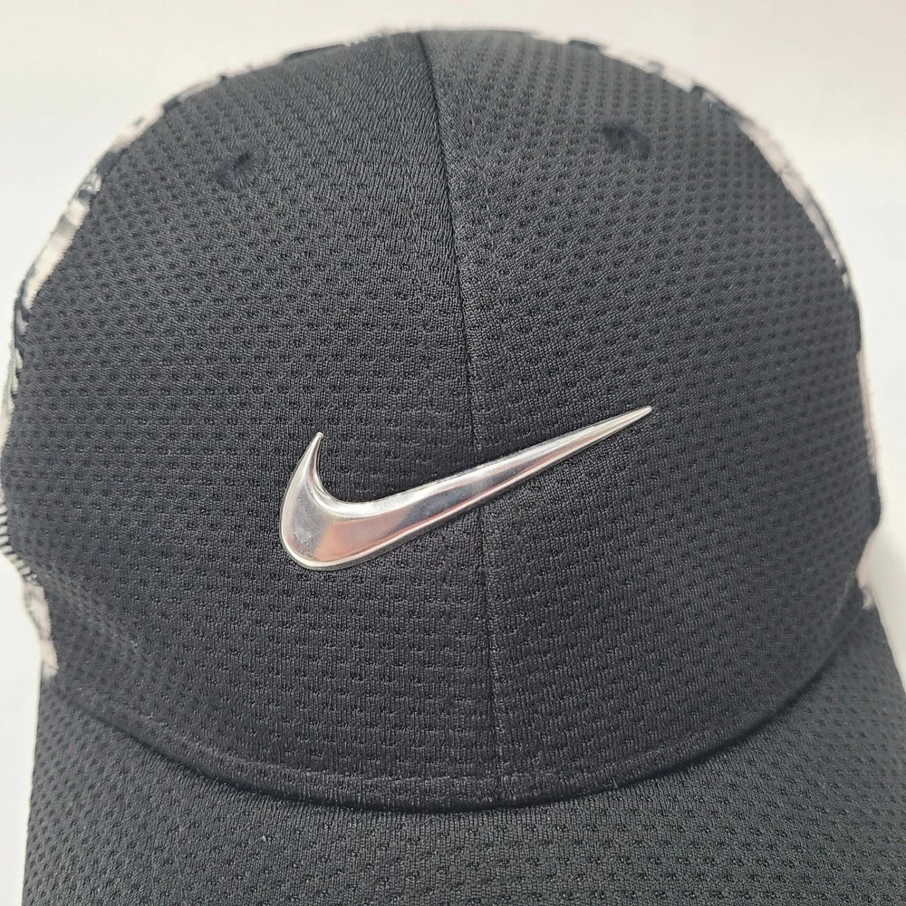 Child Nike Hat Snapback Black White Abstract Pattern Swoosh Logo Sports Outdoors
